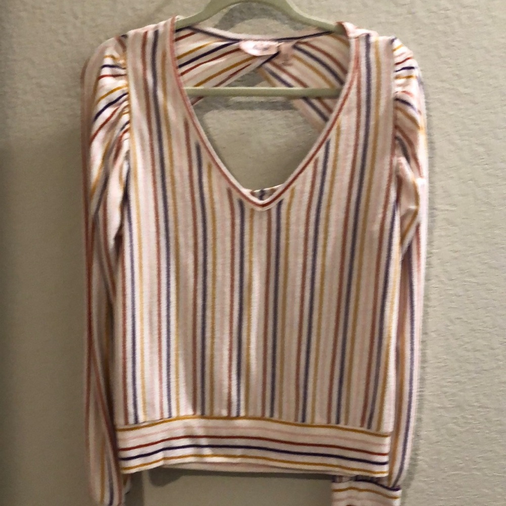 Willow & Root Striped Terry Cloth sweater vintage look women's size large 70's